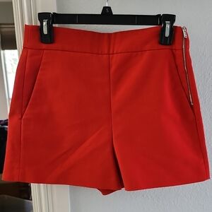 Zara Red High Waist Shorts
